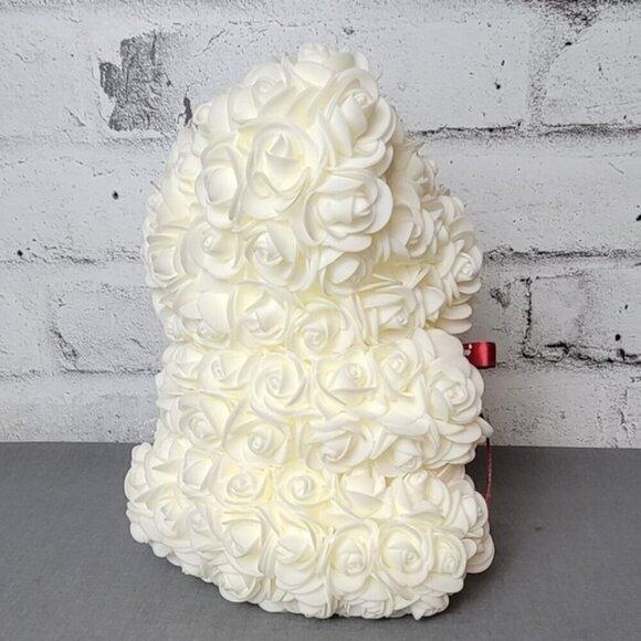 Always & Forever White Rose Flower Bear Gift Box 10” Romantic Decor - Picture 5 of 7